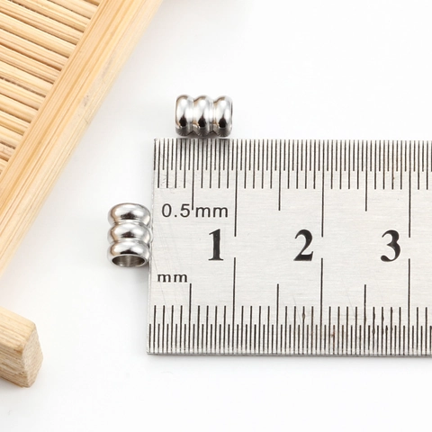Perles d'Espacement en Acier Inoxydable Triple Anneau Cylindrique Perles en Vrac pour Fabrication de Bijoux Bracelet Collier DIY