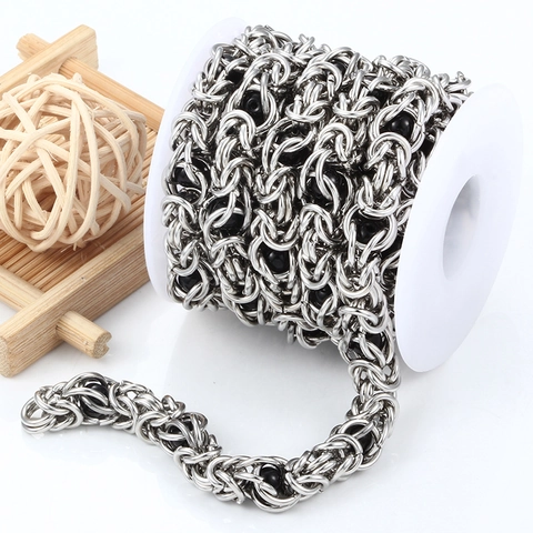 Stainless Steel Byzantine Keel Chain With Cat's Eye Beads For DIY Hip Hop Necklace Bracelet Jewelry Making Material