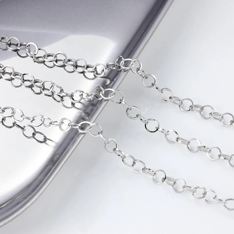 Stainless Steel Closed Round Link Chain For DIY Jewelry Making Necklaces Bracelets Clothing Accessories Silver Tone Spool Packed