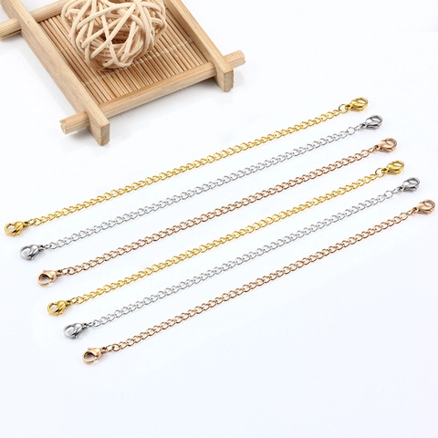 Stainless Steel Extension Chain Double Lobster Clasp For DIY Necklace Bracelet Jewelry Making Adjustable Link Tail Chain