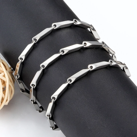 Cadena de Eslabones Hexagonales de Acero Inoxidable de 3mm Para Hacer Collares y Pulseras DIY Joyería Hip Hop Unisex