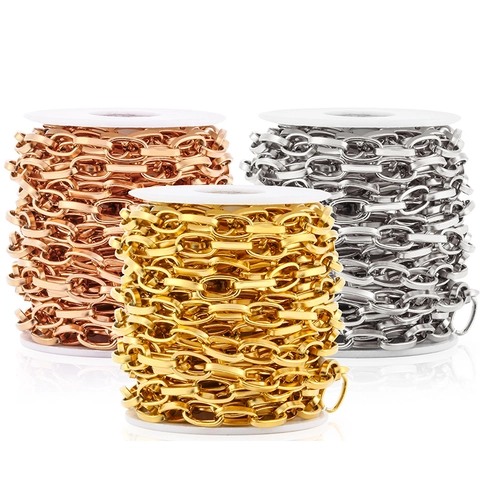 Cadena de Cruz Cuadrada de Acero Inoxidable para DIY Joyería Oro Oro Rosa Galvanizado Eslabones de Metal para Collares Pulseras