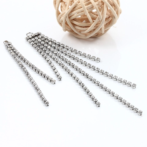 Stainless Steel Tassel Pendant Rhinestone Claw Chain DIY Jewelry Making Accessories Silver Earring Dangle Charms For Women