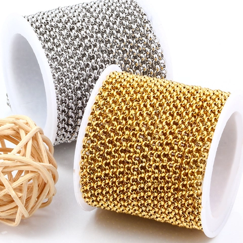 DIY Stainless Steel Round Rolo Chain For Jewelry Making Necklace Bracelet Fashion Clothing Accessory Spool Chain