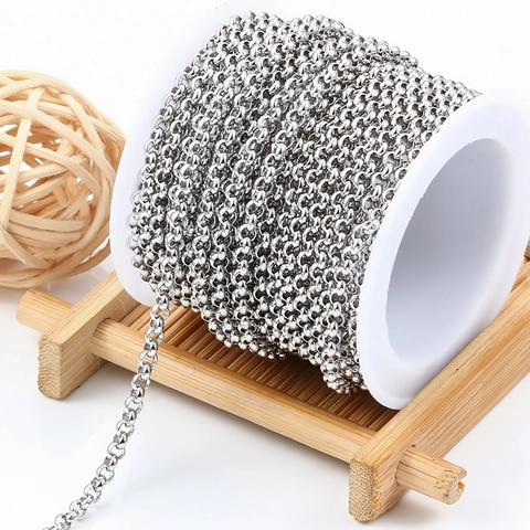 DIY Stainless Steel Round Rolo Chain For Jewelry Making Necklace Bracelet Fashion Clothing Accessory Spool Chain
