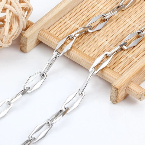 Hip Hop Stainless Steel Geometric Diamond Link Chain Unfinished Spool For DIY Necklace Bracelet Making Men Jewelry Finding