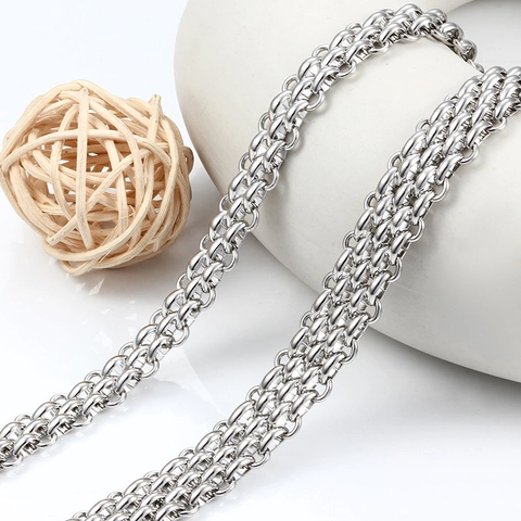 Chaîne à Maillons Cubains Multirangs en Acier Inoxydable pour la Fabrication de Bijoux DIY Bandoulière de Sac Bracelet de Montre Accessoires Punk