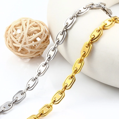 Stainless Steel Coffee Bean Chain For DIY Jewelry Making Fashion Pig Nose Link Chain For Necklace Bracelet Creation
