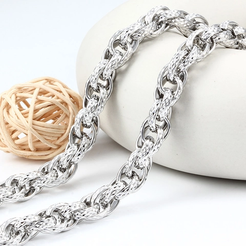 11mm Stainless Steel Diamond Cut Link Chain For DIY Jewelry Making Men Women Punk Necklace Bracelet Crafting Findings