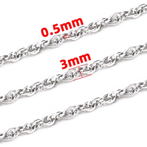 Catena Saldata in Filo Quadrato a Doppia Trama in Acciaio Inossidabile per Donna Uomo Fai da Te Collana Bracciale Gioielli