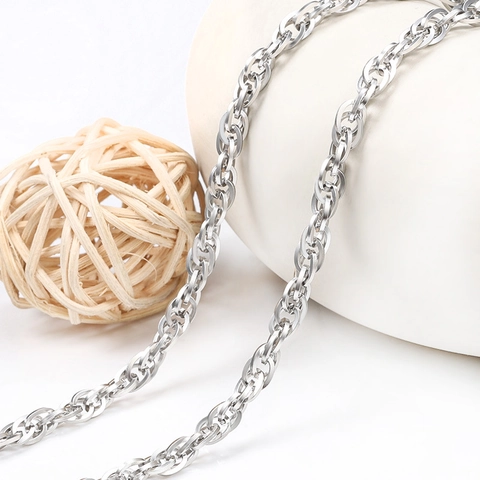 Catena Saldata in Filo Quadrato a Doppia Trama in Acciaio Inossidabile per Donna Uomo Fai da Te Collana Bracciale Gioielli