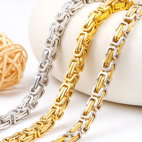 Edelstahl Byzantinische Kette Für DIY Schmuckherstellung Hip Hop Herren Armband Halskette Zubehör Königskette Gold Silber