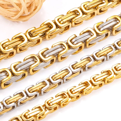 Edelstahl Byzantinische Kette Für DIY Schmuckherstellung Hip Hop Herren Armband Halskette Zubehör Königskette Gold Silber