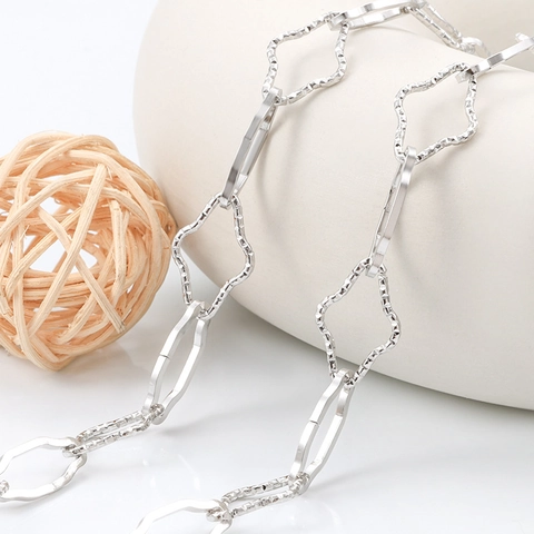 Stainless Steel Large Diamond Cross Chain Hammered Geometric DIY Jewelry Making Chain For Necklace Bracelet Accessory