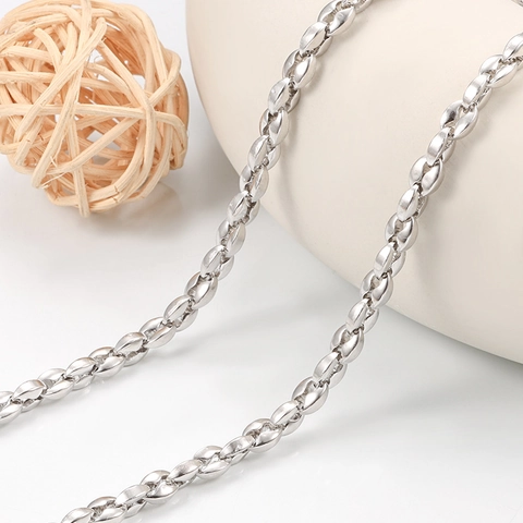 Stainless Steel Coffee Bean Chain For DIY Necklace Bracelet Making Fashion 3D Pig Nose Jewelry Accessories High Quality Silver Tone