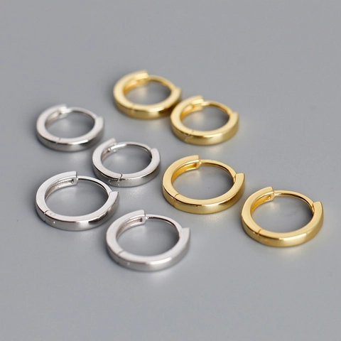 Pendientes de Aro Minimalistas de Plata de Ley 925 para Mujer Moda Geométrica Redonda Pendientes de Botón Joyería Regalo
