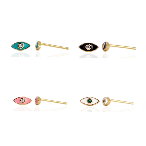 925 Sterling Zilver Boze Oog Oorknopjes Kleine Emaille Strass Oog Oorbellen Voor Dames Minimalistische Mode Sieraden