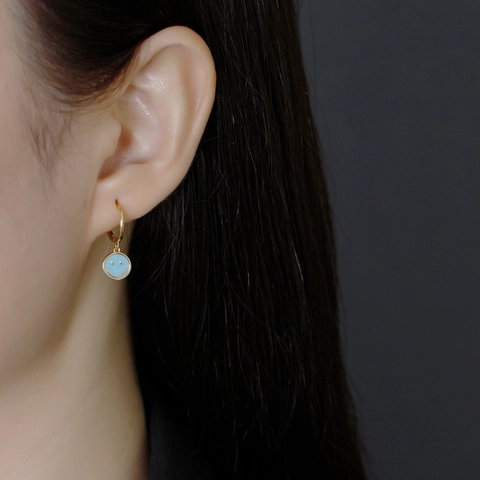 925 Sterling Silver Happy Face Hoop Earrings Colorful Enamel Drop Oil Dangle Earrings For Women Fashion Daily Jewelry