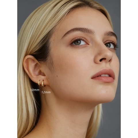 Pendientes de Aro Minimalistas de Plata de Ley 925 para Mujeres Niñas Chapados en Oro Plata Pulido Círculo Huggie Joyería