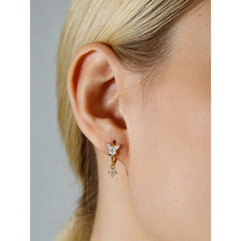 Elegant Butterfly Hoop Earrings With 925 Sterling Silver Earring Post Colorful Zirconia Inlaid Sweet Fashion Women Jewelry