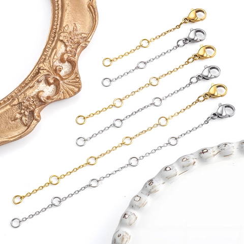Catena di Estensione in Acciaio Inossidabile Con Chiusura a Aragosta Placcata Oro 18K per Fai da Te Collana Bracciale Gioielli