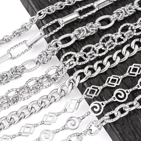 Edelstahl DIY Schmuckherstellung Kettenzubehör Für Halskette Armband Silber Poliert Geometrische Hohle Gliederketten