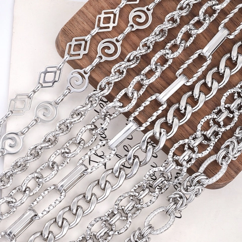 Edelstahl DIY Schmuckherstellung Kettenzubehör Für Halskette Armband Silber Poliert Geometrische Hohle Gliederketten
