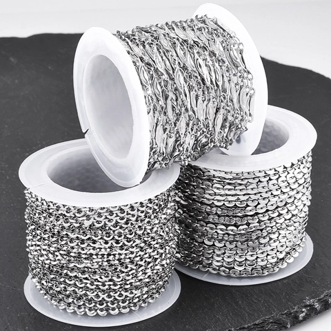 Stainless Steel DIY Jewelry Chain For Necklace Bracelet Making Minimalist Waterproof Metal Link Chain Craft Material
