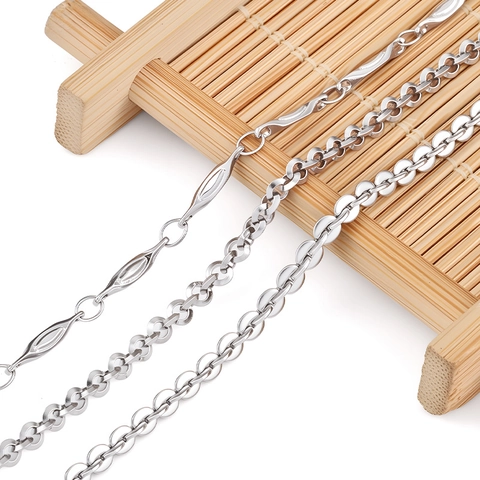 Stainless Steel DIY Jewelry Chain For Necklace Bracelet Making Minimalist Waterproof Metal Link Chain Craft Material