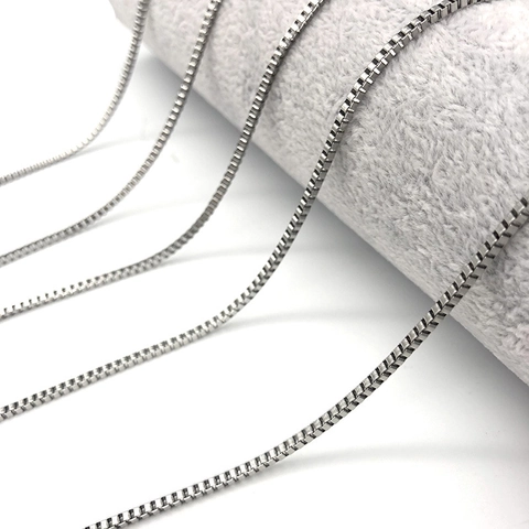 Stainless Steel Box Chain DIY Necklace Bracelet Accessory Minimalist Venetian Link Chain For Jewelry Making Projects Silver Tone