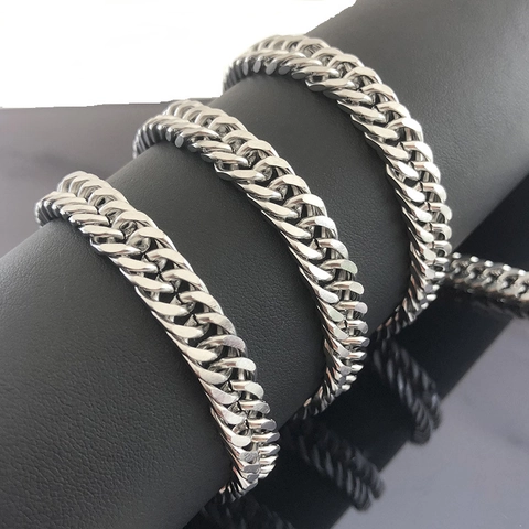 Stainless Steel Cuban Curb Chain For DIY Jewelry Making Necklaces Bracelets Bag Metal Accessories Silver Tone Link Chain
