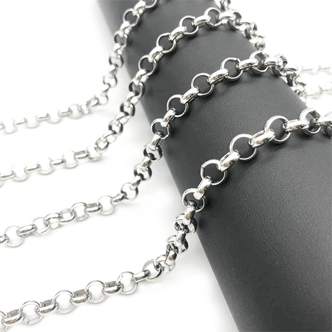 Stainless Steel Rolo Chain O-Shaped Interlocking Link Chain For Unisex DIY Jewelry Making Necklace Bracelet Punk Style Accessory