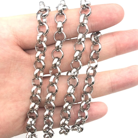 Stainless Steel Rolo Chain O-Shaped Interlocking Link Chain For Unisex DIY Jewelry Making Necklace Bracelet Punk Style Accessory