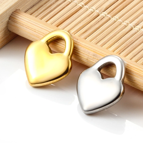 Colgante de Candado de Corazón de Acero Inoxidable Minimalista para Hacer Joyas DIY Dije Pulido Oro Plata para Collar Pulsera