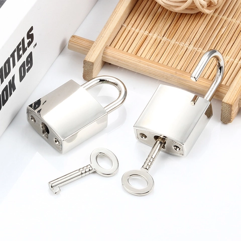 Mini Alloy Lock And Key Pendant Set Silver Polished Electroplated Padlock Jewelry Findings For DIY Necklace Bag Charm