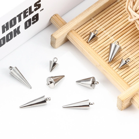 Colgantes de Punta de Cono de Acero Inoxidable para Hacer Joyería Dijes de Bricolaje Geométricos Minimalistas para Accesorios de Pulsera