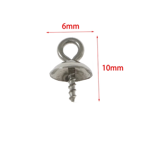 Stainless Steel Artificial Pearl Cup Peg Bails Screw Eye Pins Gold Silver Bowl Shape Pendant Connector For DIY Jewelry Making Findings