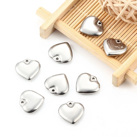 Colgantes de Forma de Corazón de Acero Inoxidable Pulido Oro 18K Acero Accesorios de Joyería DIY Dijes de Corazón