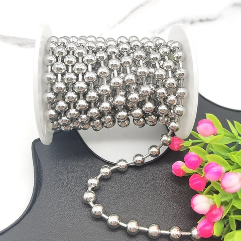 Stainless Steel Bead Chain Ball Chain Round Beads Link For DIY Jewelry Making Necklace Bracelet Accessory Polished Silver Metallic