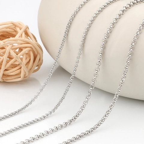 Stainless Steel Rolo Chain DIY Jewelry Making Accessories Polished Metal Link Chain For Necklaces Bracelets Crafting Supplies