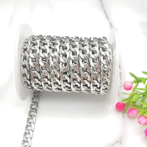 Chaîne à Maillons Gourmette NK en Acier Inoxydable pour la Fabrication de Bijoux DIY Couleur Acier pour Collier Bracelet