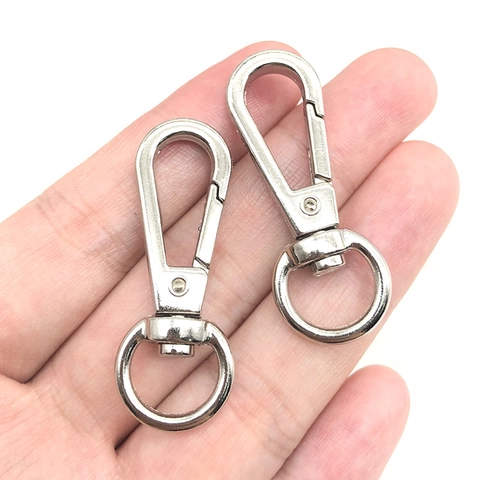 Zinc Alloy Swivel Snap Hook Lobster Clasp For Keychain Bag Strap DIY Jewelry Making Hardware Accessories Silver Tone
