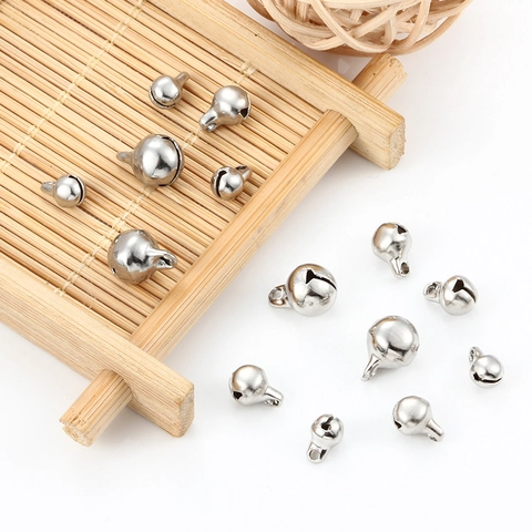 Stainless Steel Hollow Bell Pendant Vacuum Plated Gold Silver Round Small Bell For DIY Jewelry Making Crafts Accessories
