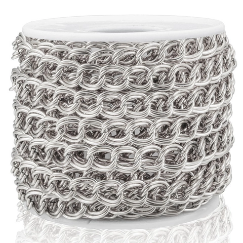 Chaîne Entrelacée en Acier Inoxydable à Double Tissage pour Hommes Femmes DIY Collier Bracelet Accessoires de Bijoux