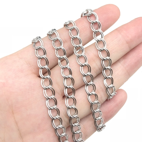 Chaîne Entrelacée en Acier Inoxydable à Double Tissage pour Hommes Femmes DIY Collier Bracelet Accessoires de Bijoux
