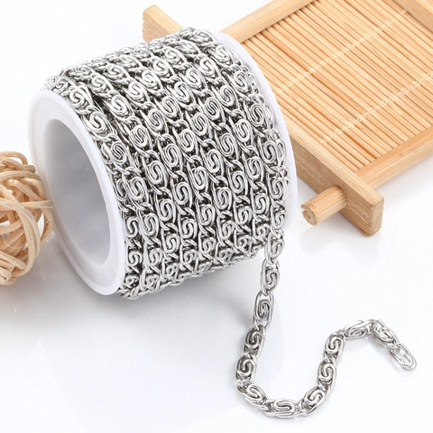 DIY Stainless Steel Scroll Link Chain For Jewelry Making Necklace Bracelet Bag Accessory Silver Tone Metal Chain Link