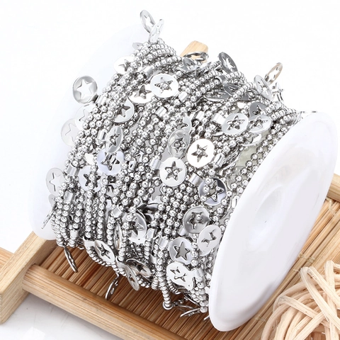 Stainless Steel Star Ball Chain With Hollow Star Pendants For DIY Jewelry Making Necklace Bracelet Fashion Accessories