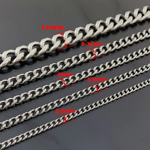 Stainless Steel Cuban Link Chain Roll Silver Round Ground Curb Chain For DIY Jewelry Making Hip Hop Necklace Accessories