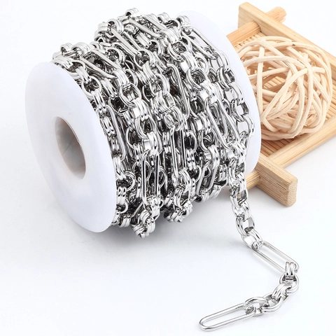 Edelstahl Figaro Gliederkette Für DIY Schmuckherstellung Hip Hop Stil Halskette Armband Zubehör Silber Stahlfarbe