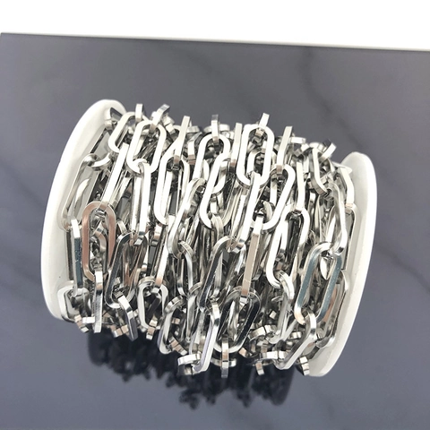 304 Stainless Steel Paperclip Chain Rectangular Cross Link Chain For DIY Jewelry Making Hip Hop Minimalist Fashion Accessory